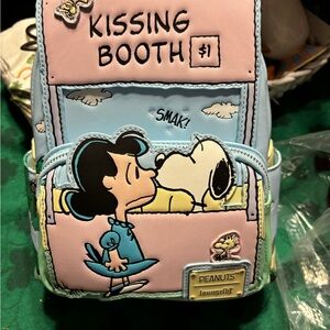 Loungefly Peanuts Kissing Booth Backpack - Blue and Pink